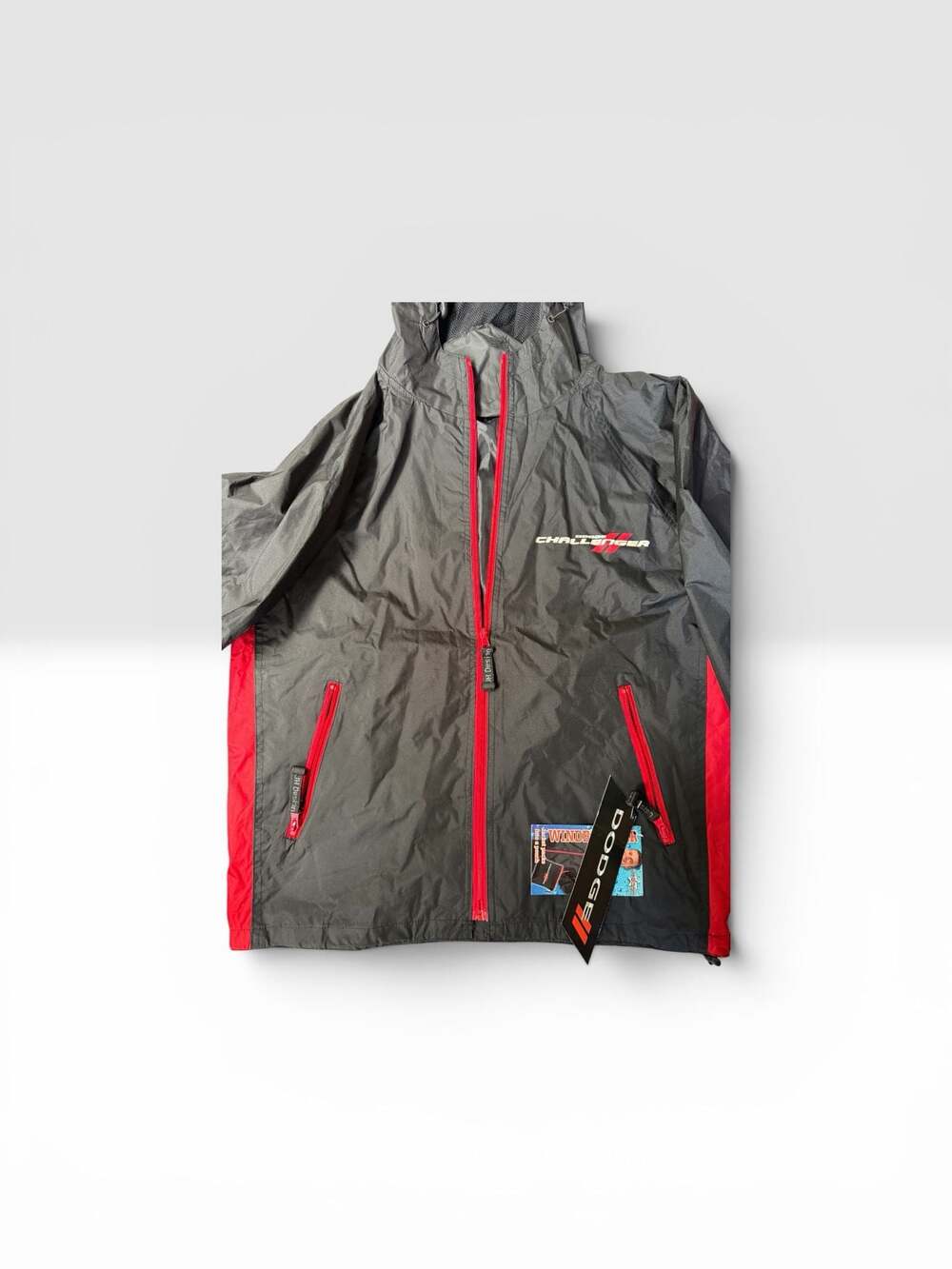 JH Design Dodge Challenger Black and Red Windbreaker Jacket
